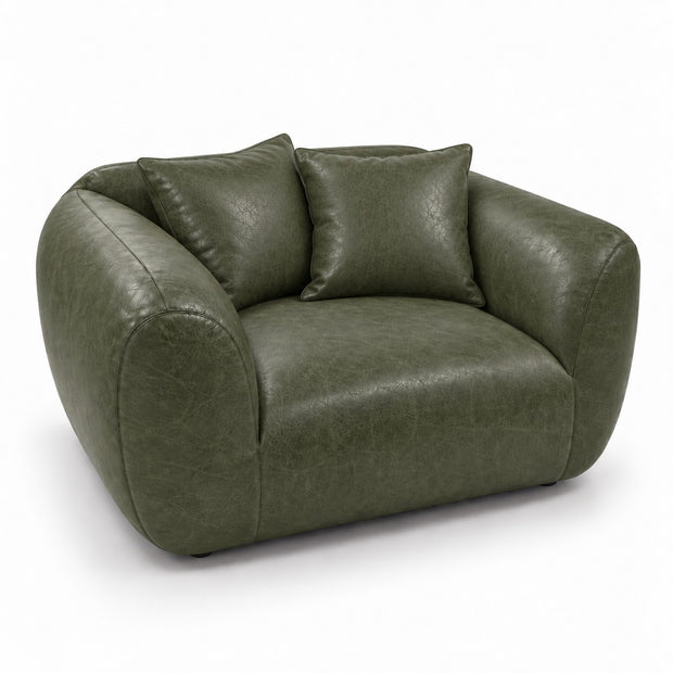 Poltrona Ventura Verde Esmeralda em Couro Naturale Premium Tamanho Grande — versão 1 Poltrona + 2 Almofadas