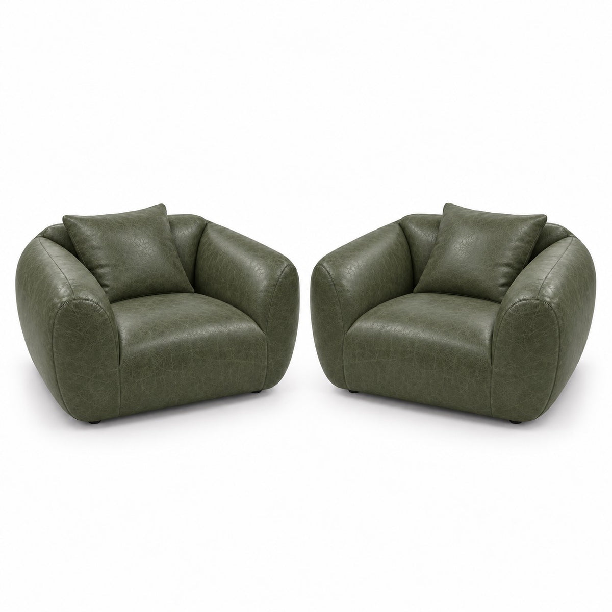Poltrona Ventura Verde Esmeralda em Couro Naturale Premium — duas poltronas e duas almofadas