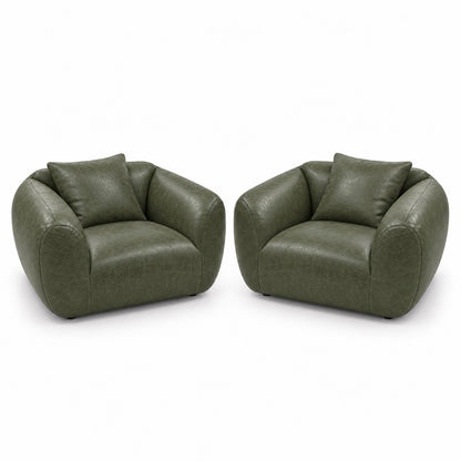 Poltrona Ventura Verde Esmeralda em Couro Naturale Premium — duas poltronas e duas almofadas