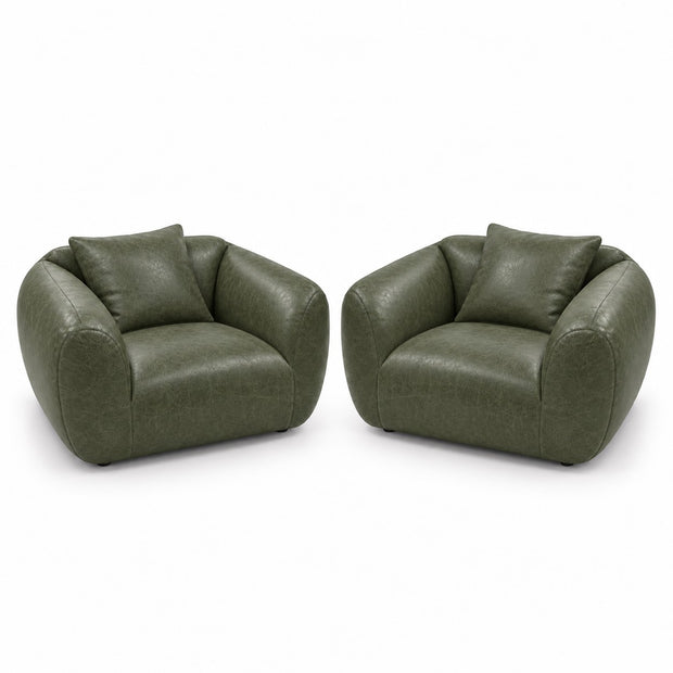 Poltrona Ventura Verde Esmeralda em Couro Naturale Premium Tamanho Grande — versão 2 Poltronas + 2 Almofadas
