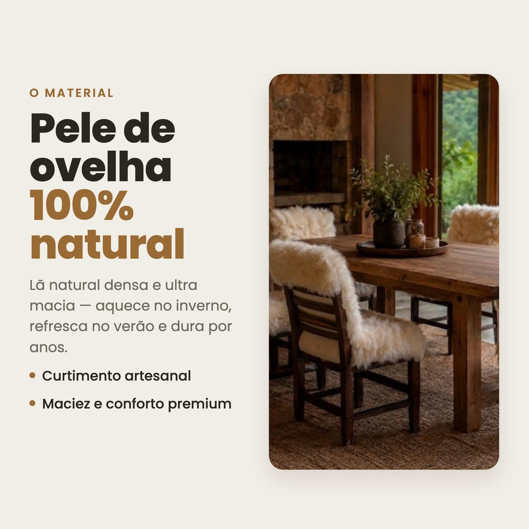 DECOURO · Capa para Cadeira em Pelego Natural — Ultra Maciez — Material