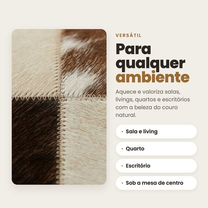 DECOURO · Tapete Grécia - Marrom/Branco/Bege Couro Legítimo - Módulo 10x10 cm — Versatilidade