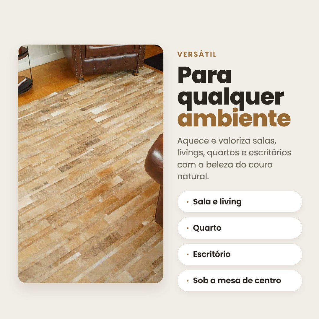 DECOURO · Tapete Tiras Elisa – Couro Legítimo — Versatilidade