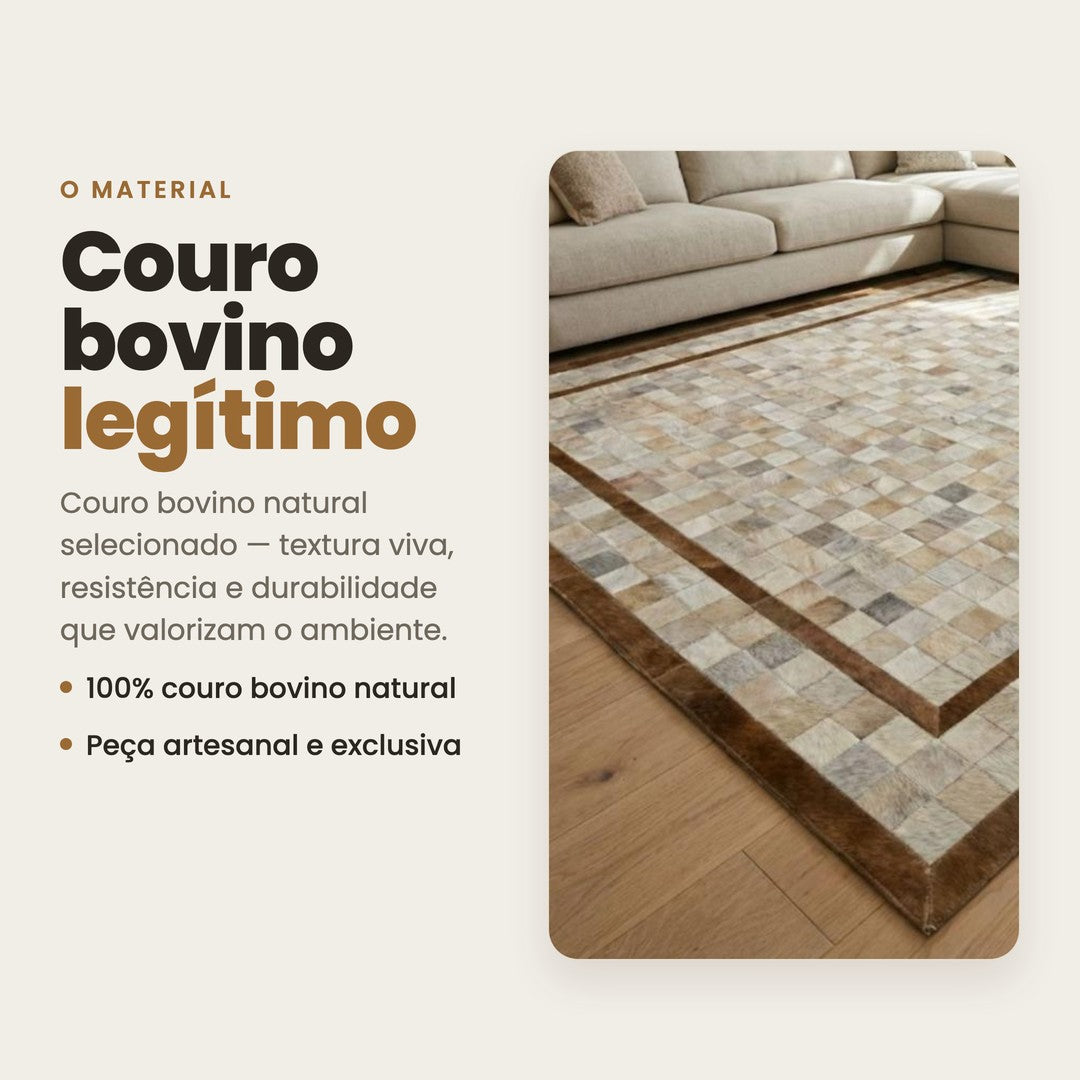 DECOURO · Tapete Horizonte - Couro Natural - Módulo 10x10cm — Material