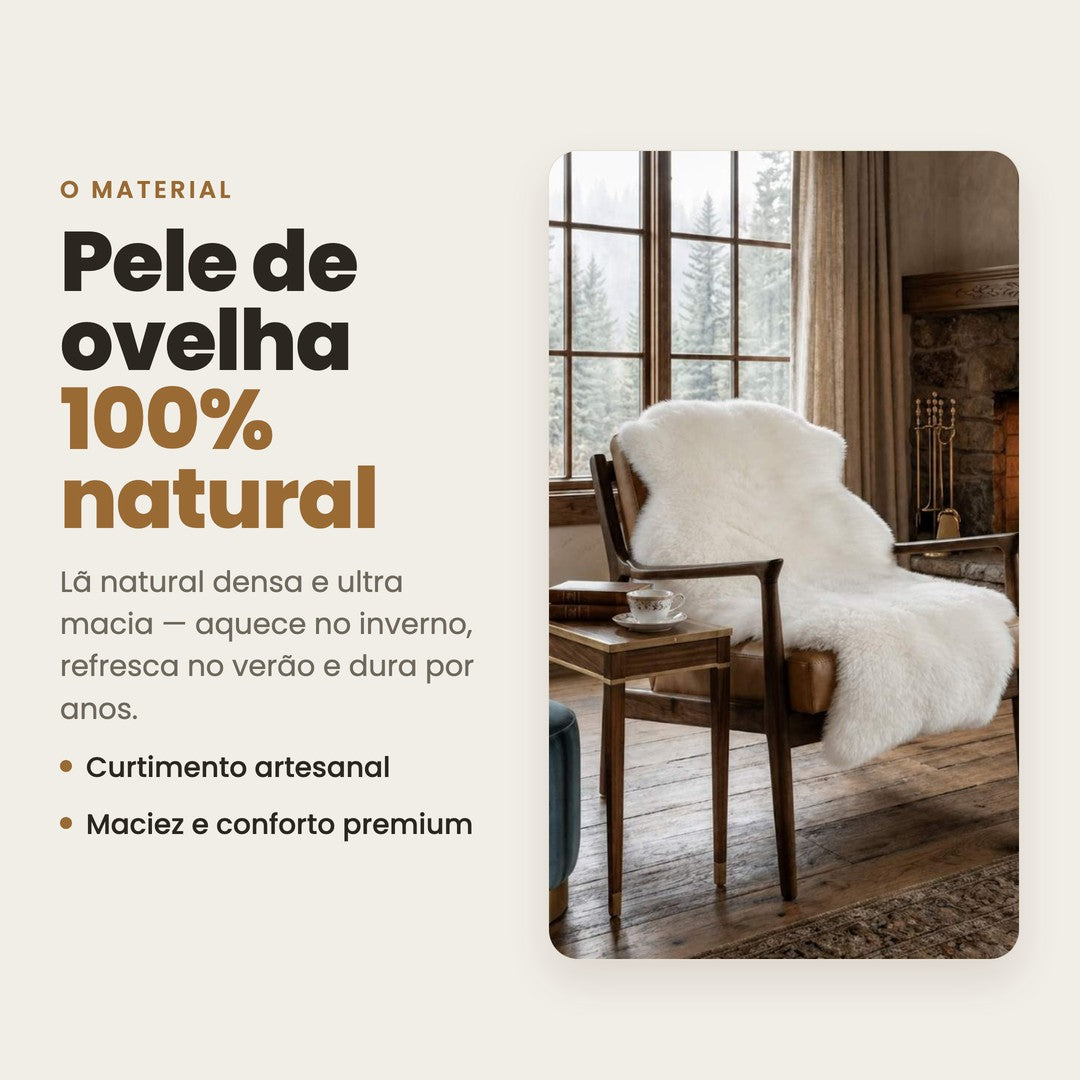 DECOURO · Pelego Natural Branco - Tamanho Grande 1,00m x 0,60 — Material