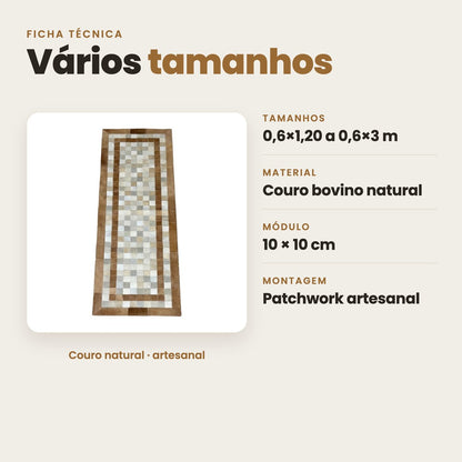 DECOURO · Passadeira Horizonte de Couro Natural - Bege Claro e Bege escuro — Características