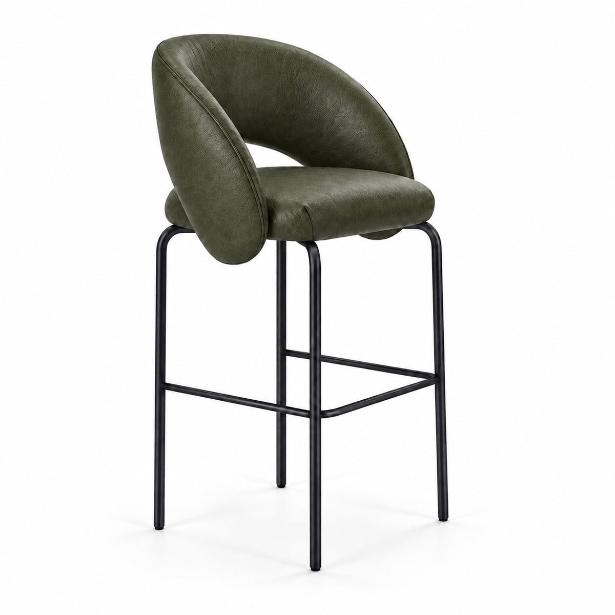 Banqueta Sephora em Couro 100% Legítimo Verde Militar