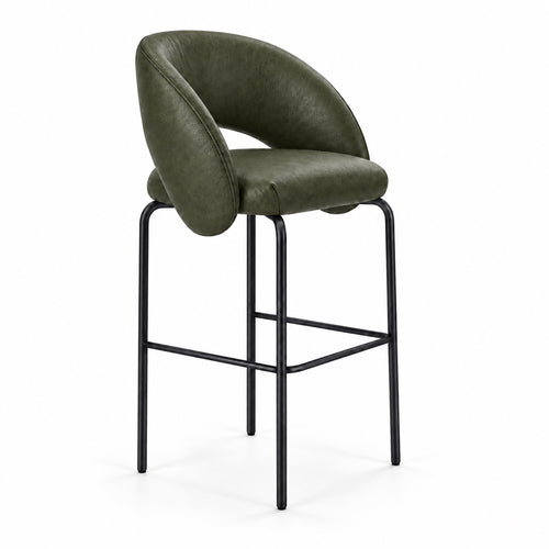 Banqueta Sephora em Couro 100% Legítimo Verde Militar