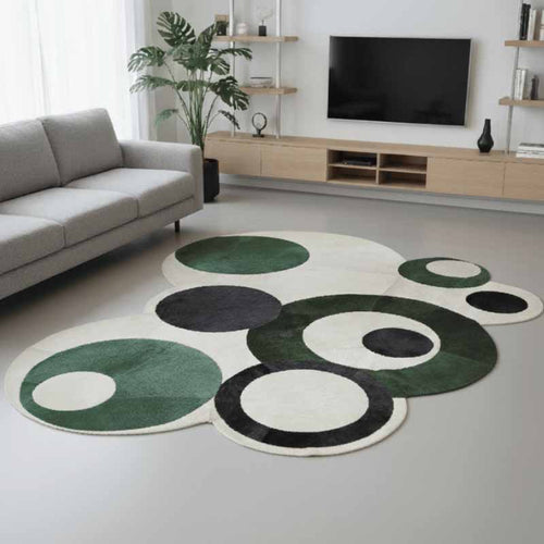 Tapete de Couro Orgânico Círculos Verde e Preto