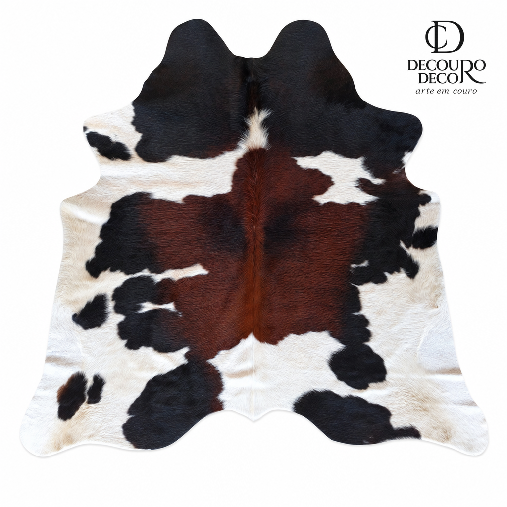 Tapete de pele de boi natural exótico cinza e branco EXC1034 1,77x1,86m em couro bovino legítimo — fundo branco
