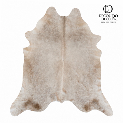 Tapete de pele de boi natural exótico pérola EXC1054 1,90x2,00m em couro bovino legítimo — fundo branco