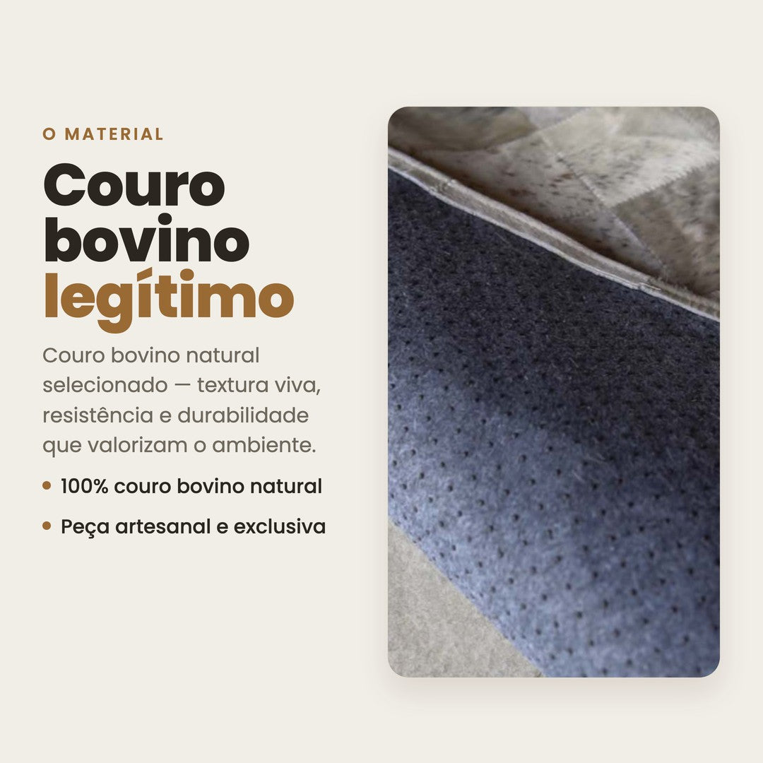 DECOURO · Tapete Pampa de Couro Quadriculado Tons Claros - Módulo 10x10 cm — Material