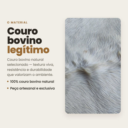 DECOURO · Tapete Bovino Branco Sedoso - Linha Premium I BRA846 I 2,03x2,10m em Couro Legítimo — Material