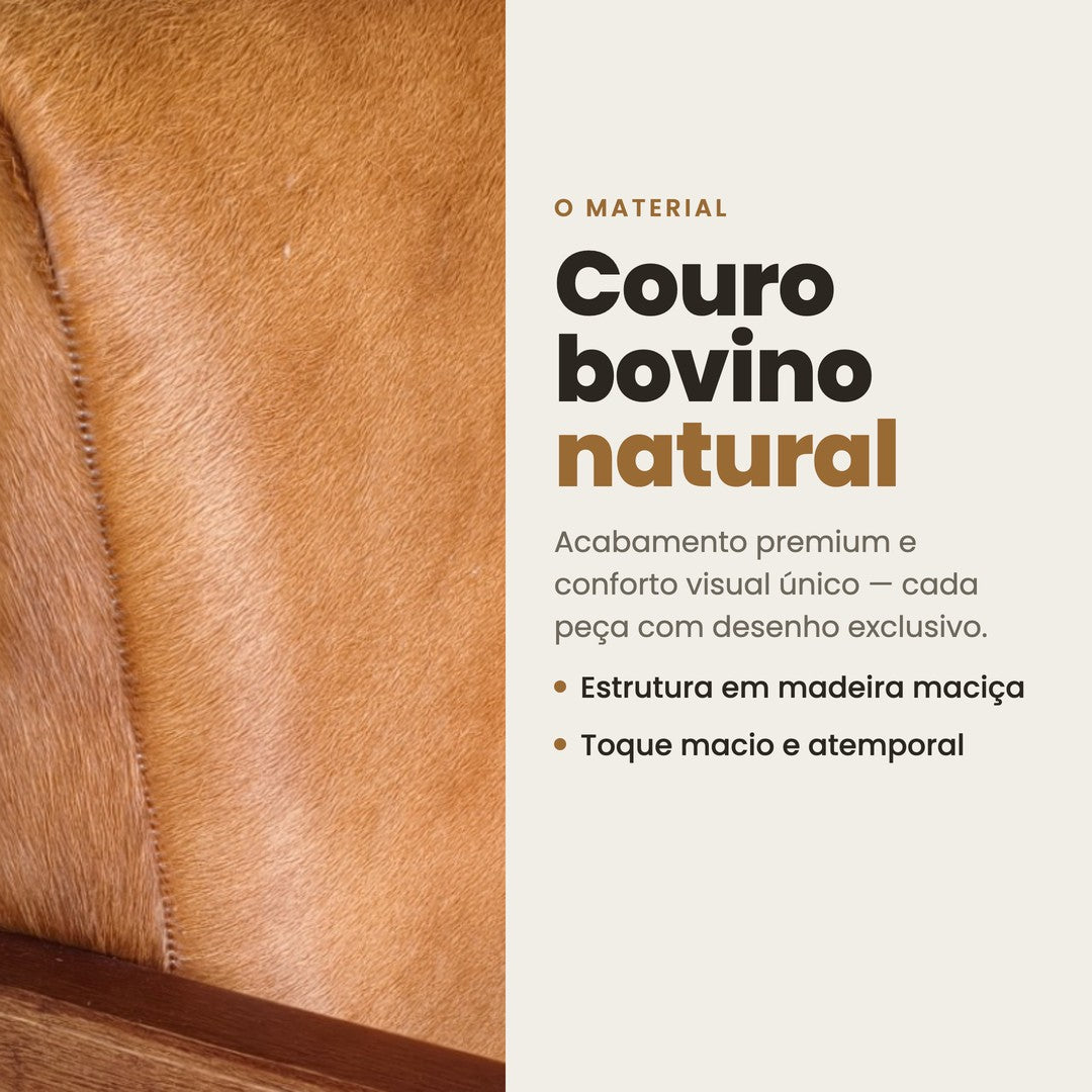 DECOURO · Poltrona Alice em Couro Bovino Natural  -  Marrom — Material