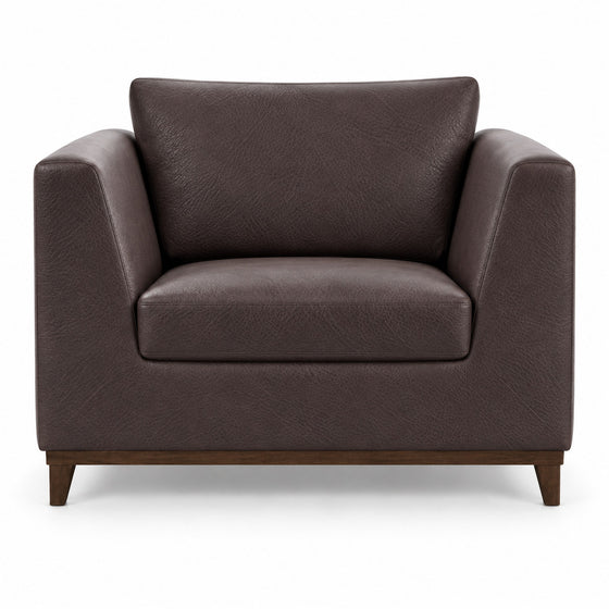 Poltrona Gaia Café em couro legítimo texturizado