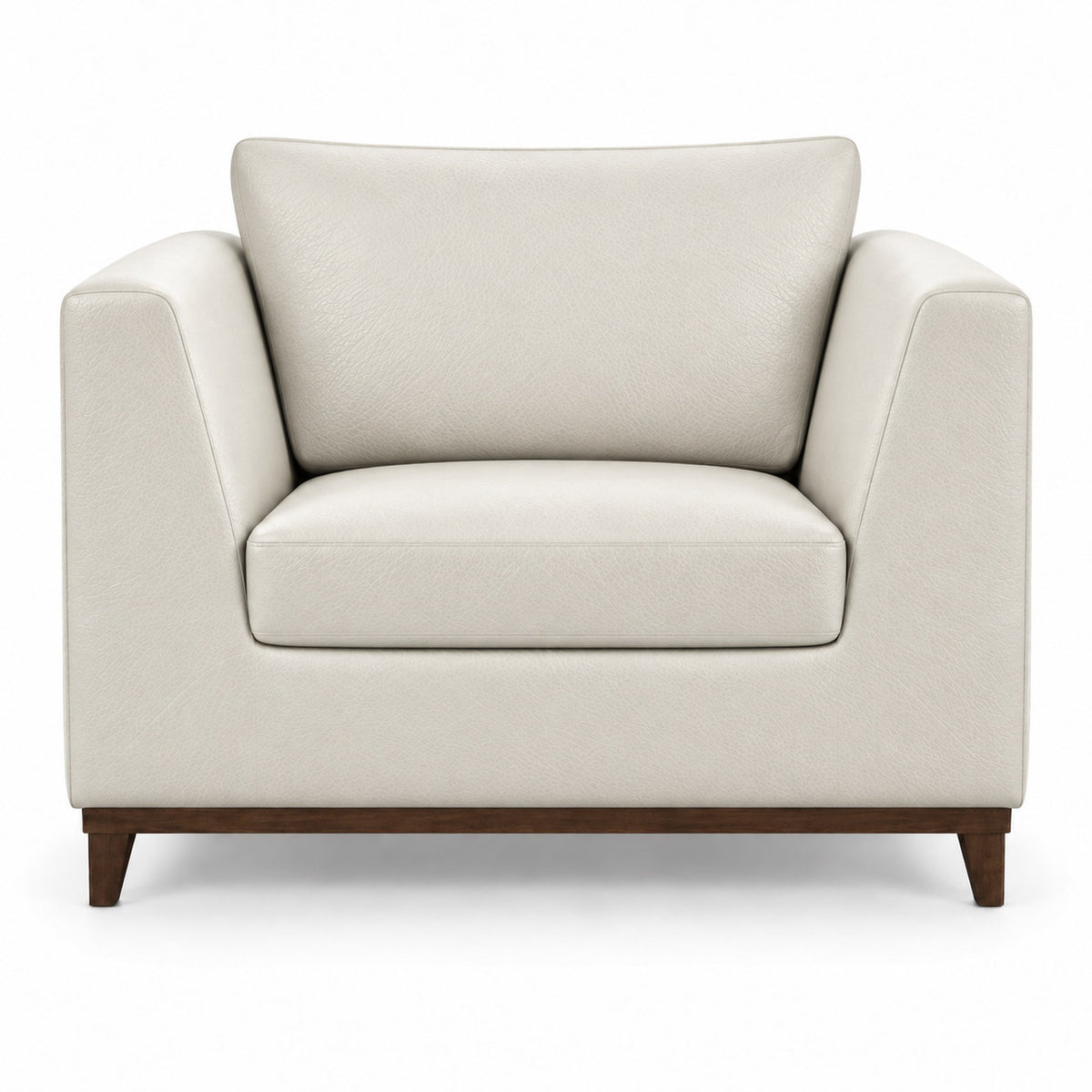 Poltrona Gaia individual em couro Off White, vista frontal