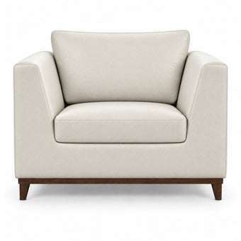 Poltrona Gaia Off White em Couro 100% Legítimo Texturizado