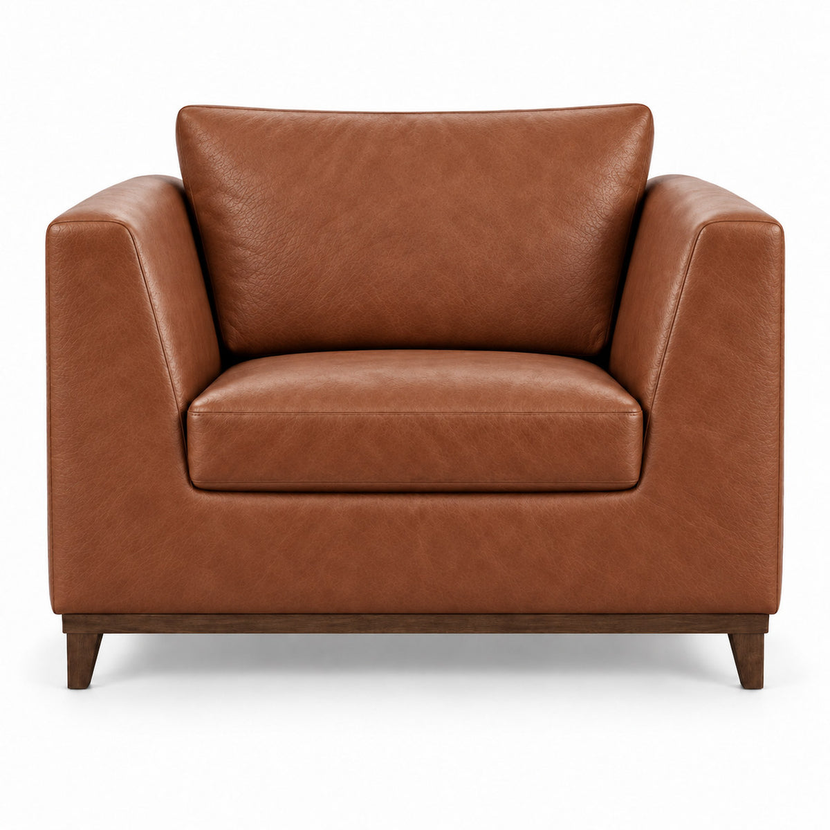 Poltrona Gaia individual em couro Terracota, vista frontal
