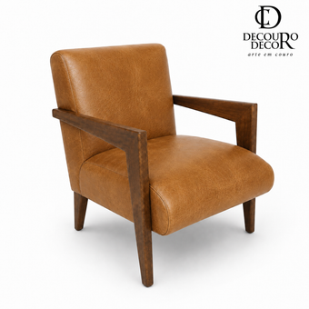 Poltrona Alice em Couro Premium Mel (Couro Liso) | DECOURO