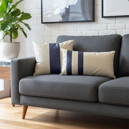 Conjunto com 02 Almofadas Magna - Azul Marinho e Pérola