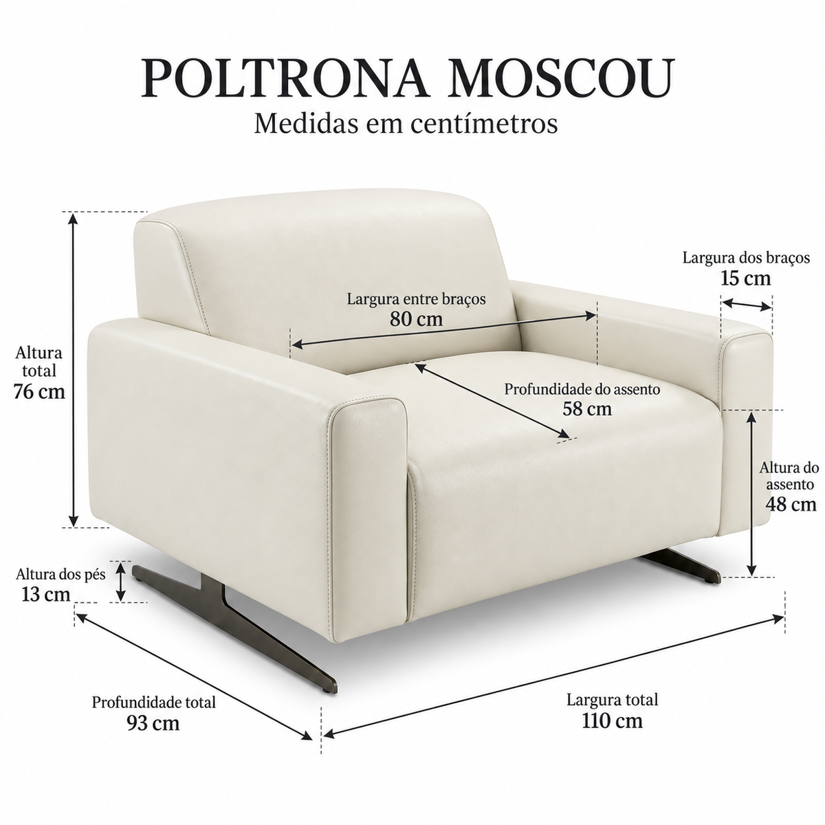 Medidas da Poltrona Moscou Off White