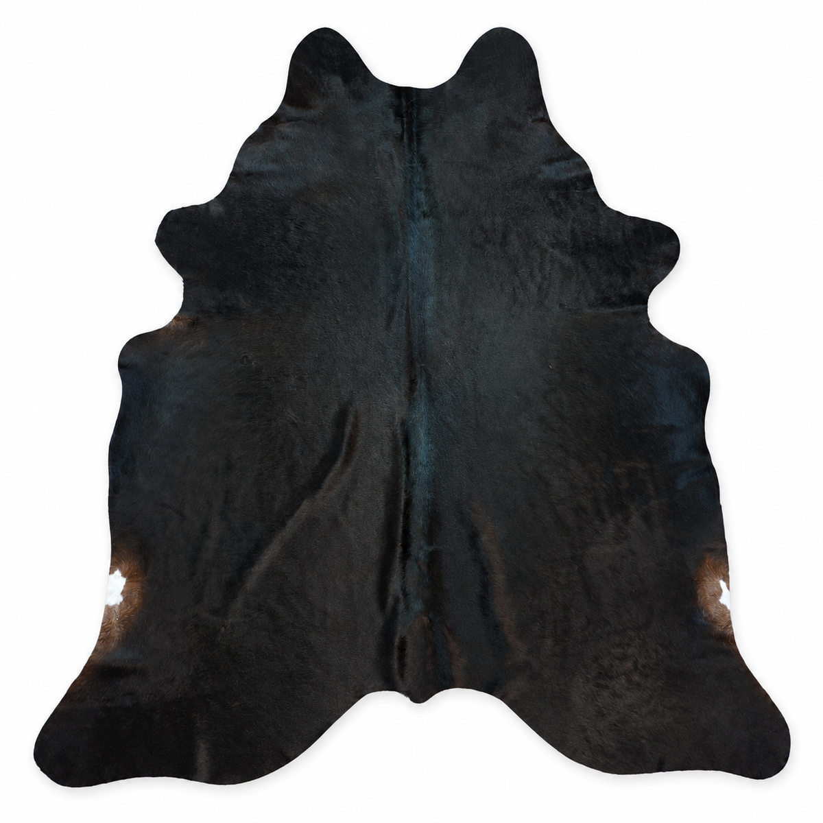 Tapete Bovino Natural Preto I PR1334 I 2,02x1,91m - vista superior frontal sobre fundo branco