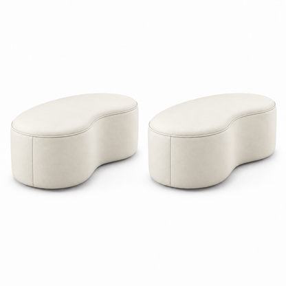 Kit com dois Puff Onda Orgânico em Couro Off White