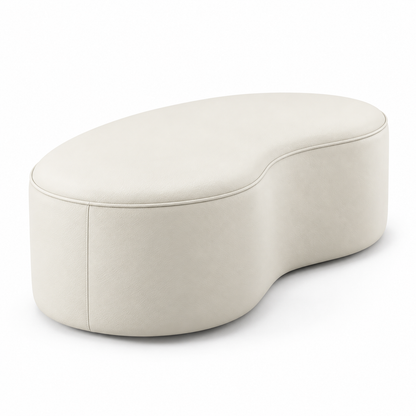 Puff Onda Orgânico em Couro Off White — unidade
