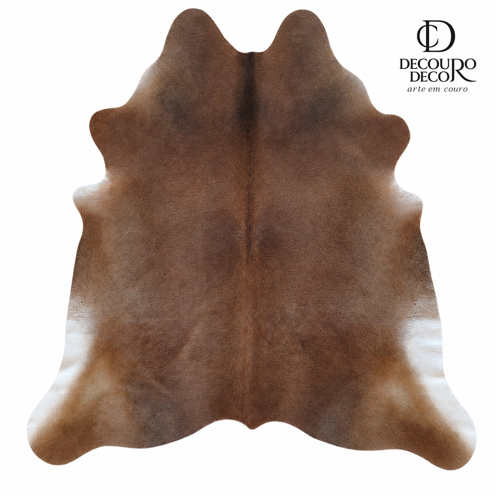 Tapete de pele de boi bege escuro OSC1022 2,00x2,00m em couro bovino legítimo — fundo branco