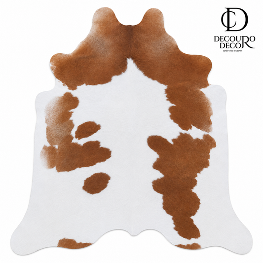 Tapete Bovino Natural Vermelho e Branco Malhado I VB796 I 1,88x2,05m