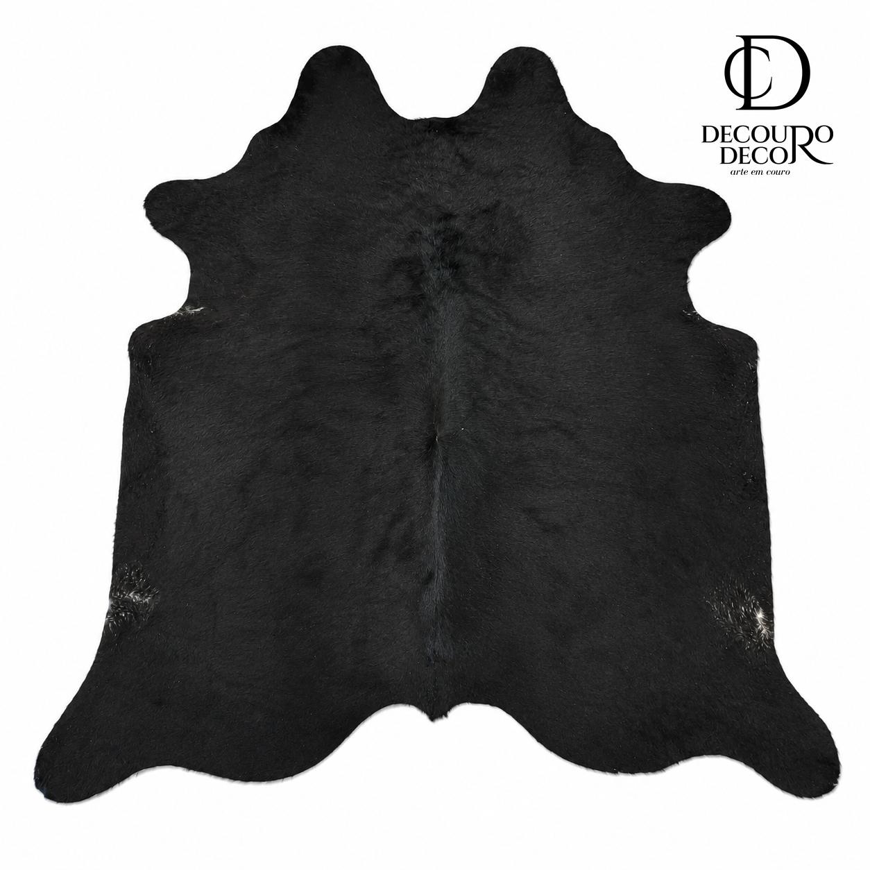 Tapete Bovino Natural Preto Pelo Alto I P1087 I 2,02x2,14 m em Couro Legítimo