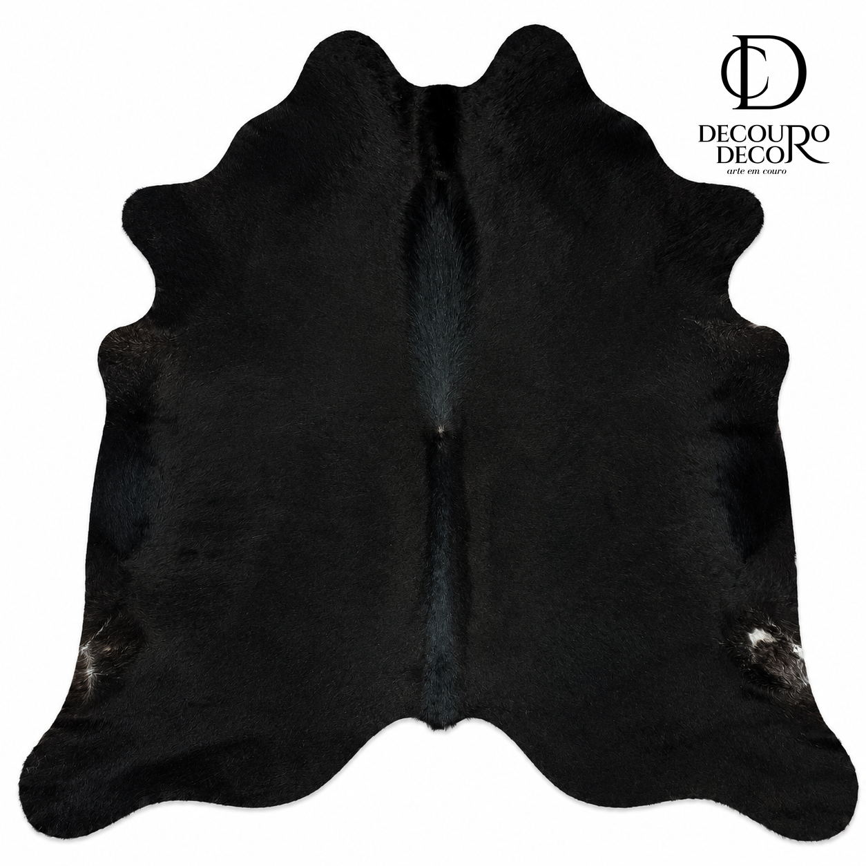 Tapete Bovino Natural Preto pelo Curto I P1094 I  2,02x2,04m em Couro Legítimo