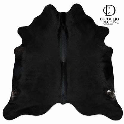 Tapete Bovino Natural Preto pelo Curto I P1094 I  2,02x2,04m em Couro Legítimo