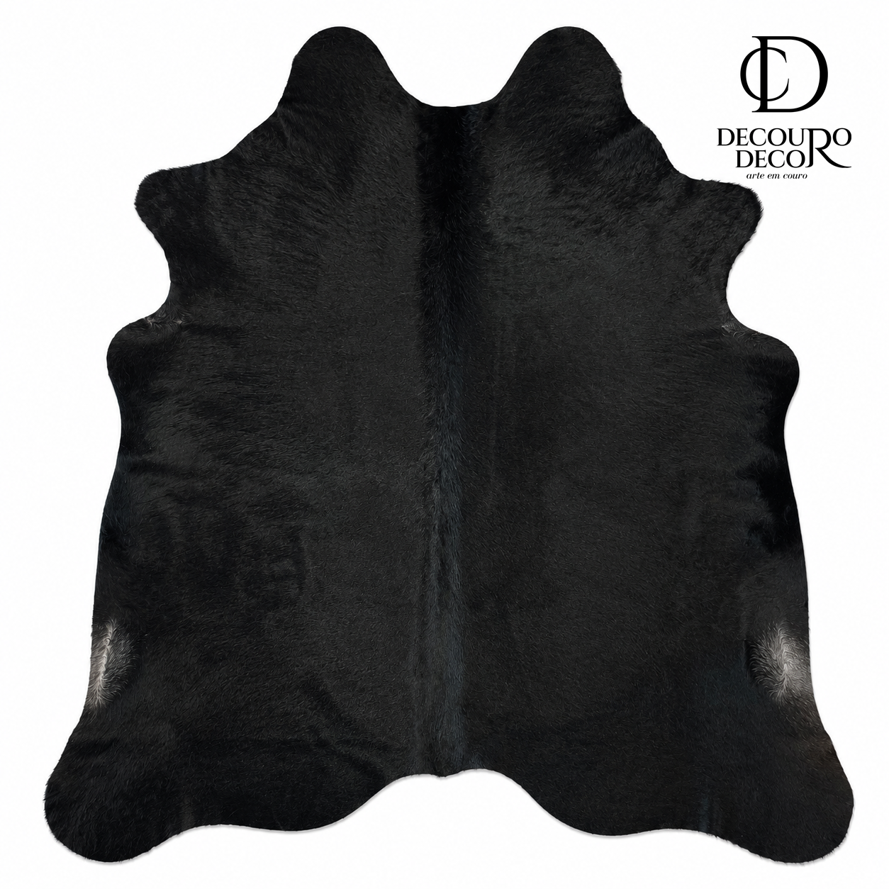 Tapete Bovino Natural Preto pelo Curto I P1095 I 1,83x1,80m em Couro Legítimo