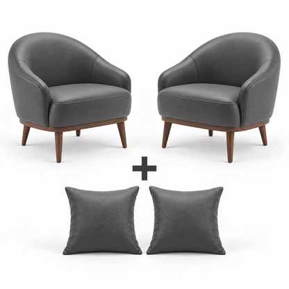 Conjunto com 2 Poltronas Paris Chumbo e 2 almofadas no mesmo acabamento