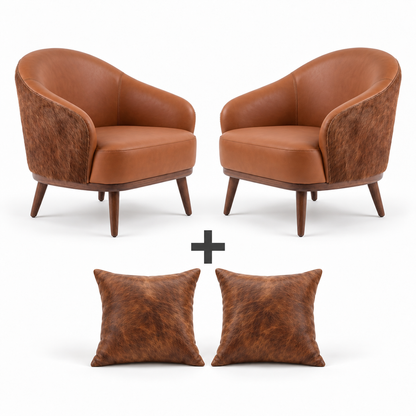 Conjunto com 2 Poltronas Paris Pelo Natural e 2 almofadas no mesmo acabamento