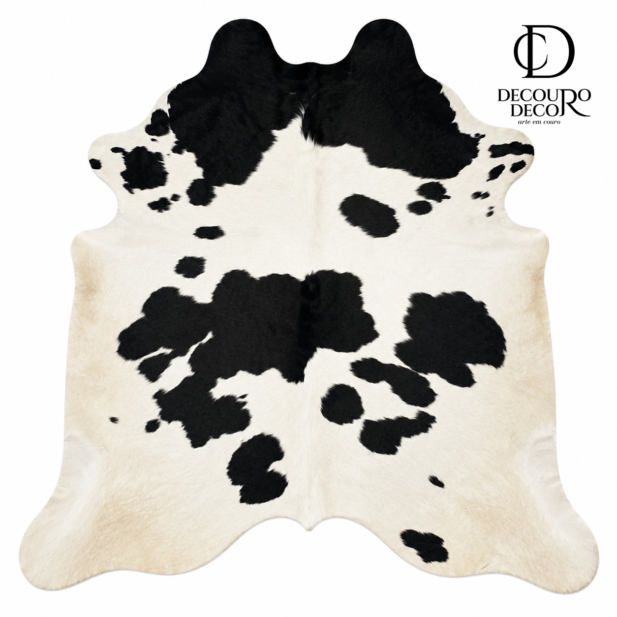 Tapete Bovino Natural Preto e branco  I Pb1097 I 1,95x2,10m