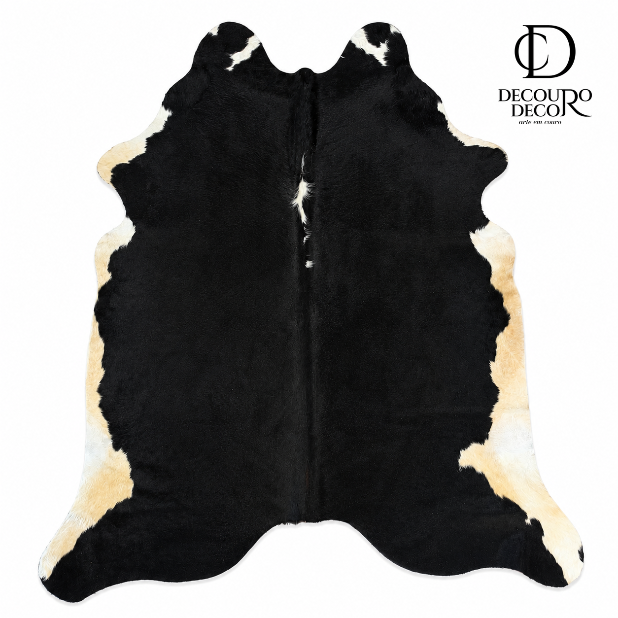 Tapete Bovino Natural Preto e branco  I Pb1099 I 1,91x1,84m