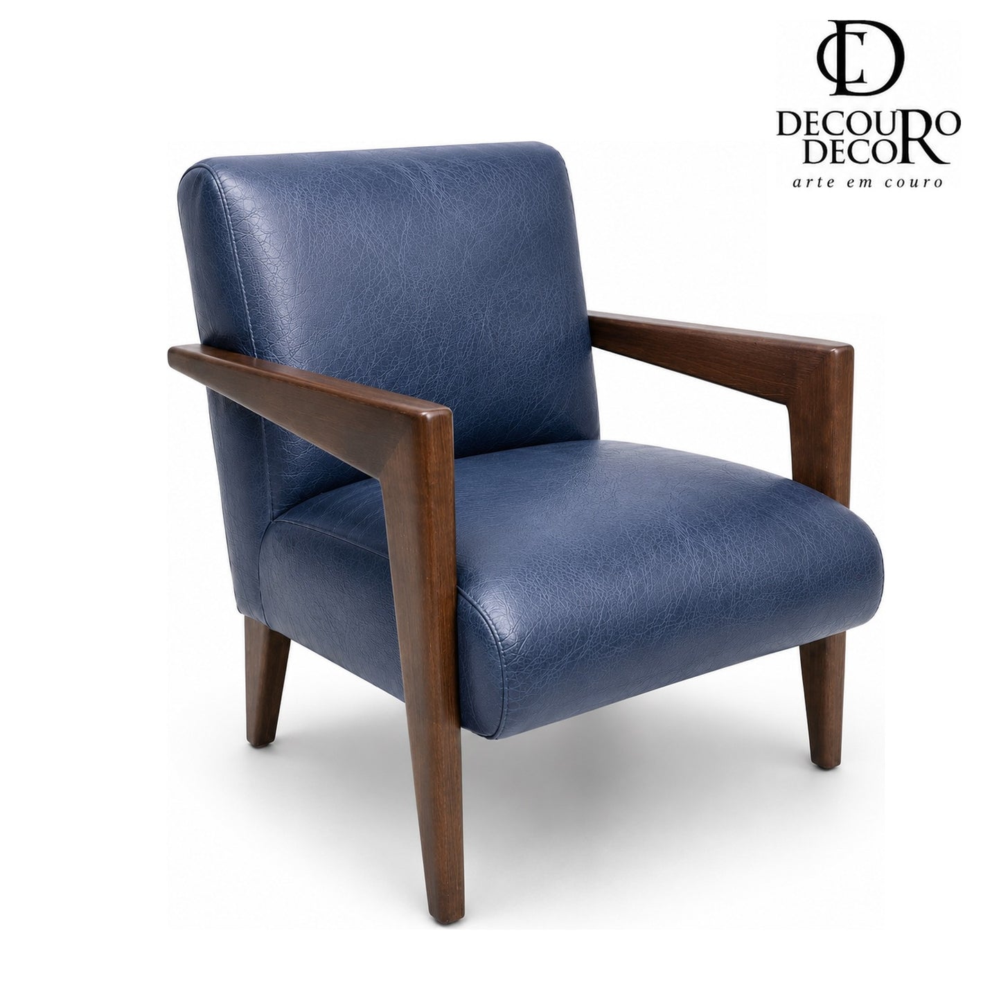 Poltrona Alice em Couro La Paz Azul Navy | 100% Couro Legítimo Macio e Confortável