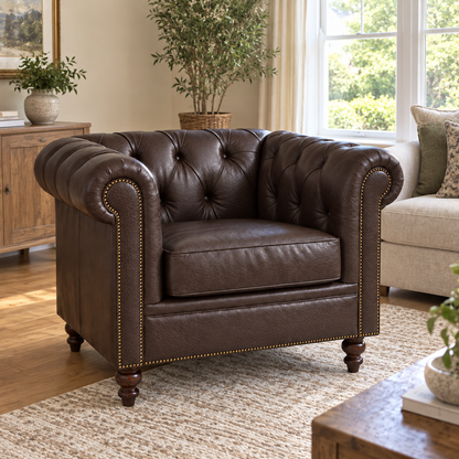 Poltrona Chesterfield Café em sala de estar