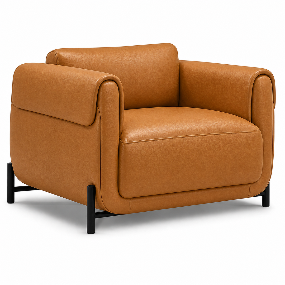 Poltrona Plush Mel em Couro Premium em couro legítimo com base em aço carbono