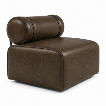 Poltrona / Sofá Modular Roll Pinhão em Couro Natural — 1, 2 ou 3 Módulos