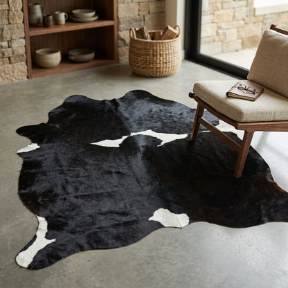 Tapete Bovino Natural Preto Intenso e Branco I PB945 I 2,06x1,56m