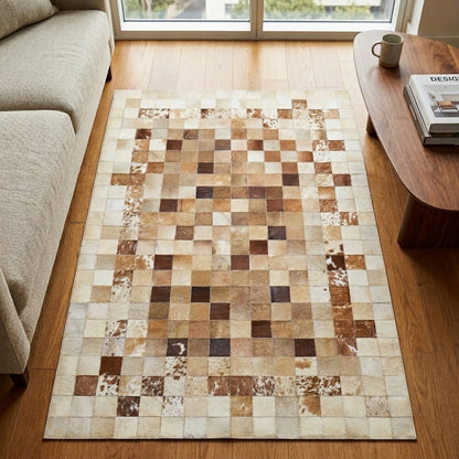 Tapete Alba Quadriculado Marrom e Bege – Módulo 10x10