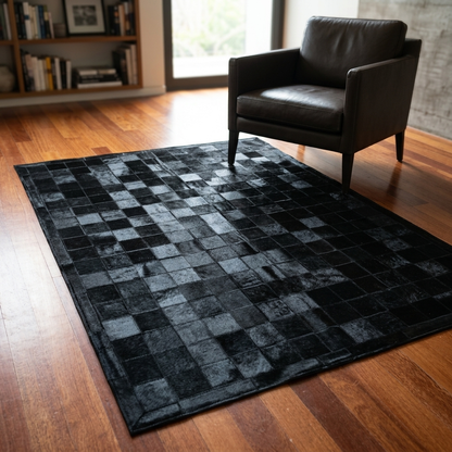 Tapete Quadriculado All Black em Couro Legítimo