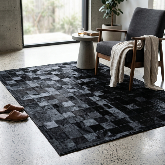 Tapete Quadriculado All Black em Couro Legítimo