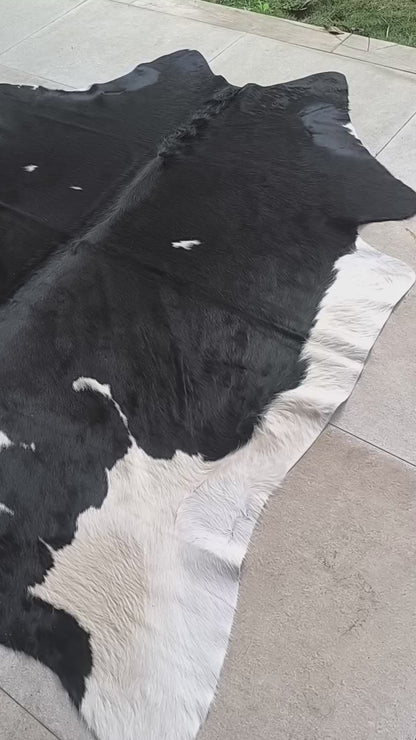 Tapete Bovino Natural Preto Intenso e Branco I PB794 2,13x2,11m