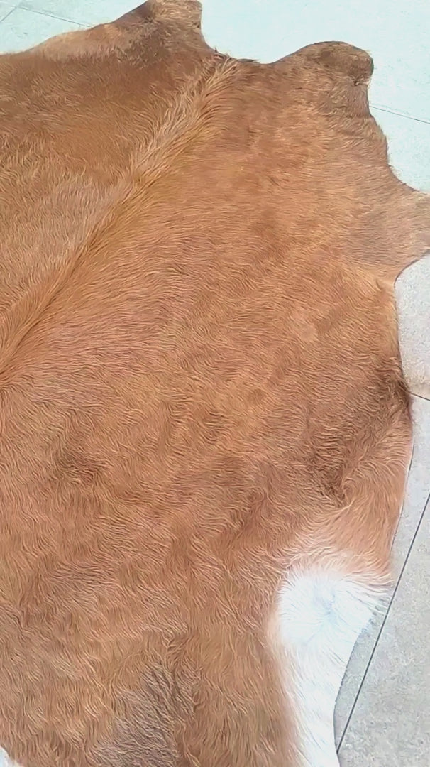 Tapete de couro bovino bege e branco BE967 1,99x2,02m — video