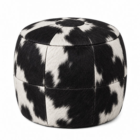 Puff Pipa Malhado Preto e Branco — 1 unidade — 40x40cm, fundo branco
