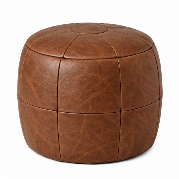 Puff Pipa Tabaco em Couro Natural Premium 40x40cm — versão 1 Puff